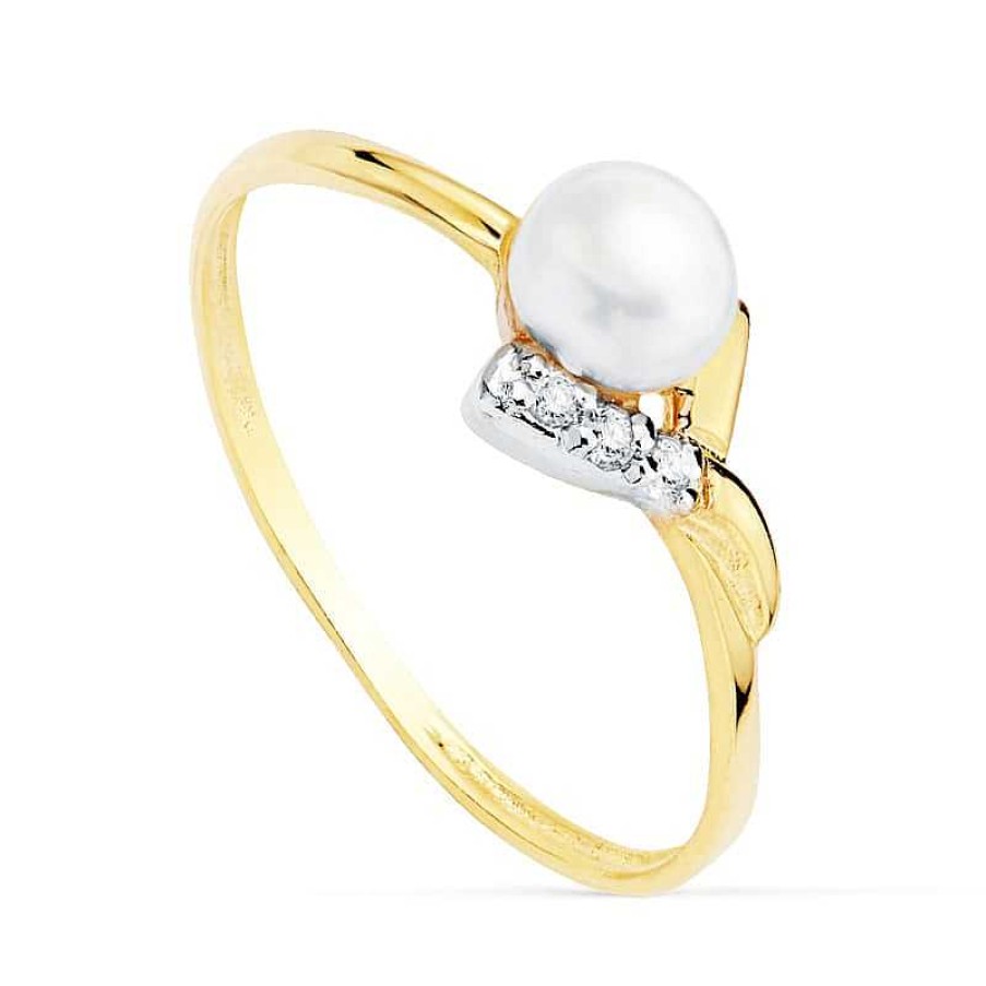 Anillos De Comuni N | Boda Y Comuni N Joyeria Pepe Lozano Anillo Oro Bicolor Infant Perla Circ