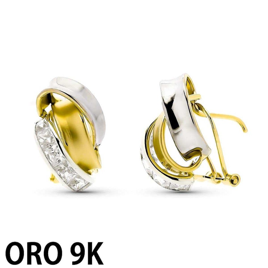 Joyas De Oro Joyeria Pepe Lozano Oro 9K Pendientes Bicolor Circonitas