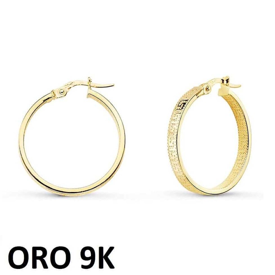 Joyas De Oro Joyeria Pepe Lozano Oro 9K Aros Greca 4Mm