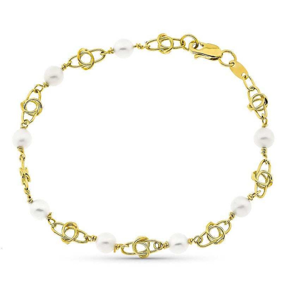 Joyas De Oro Joyeria Pepe Lozano Pulsera De Oro 18K Nudos Y Perlas