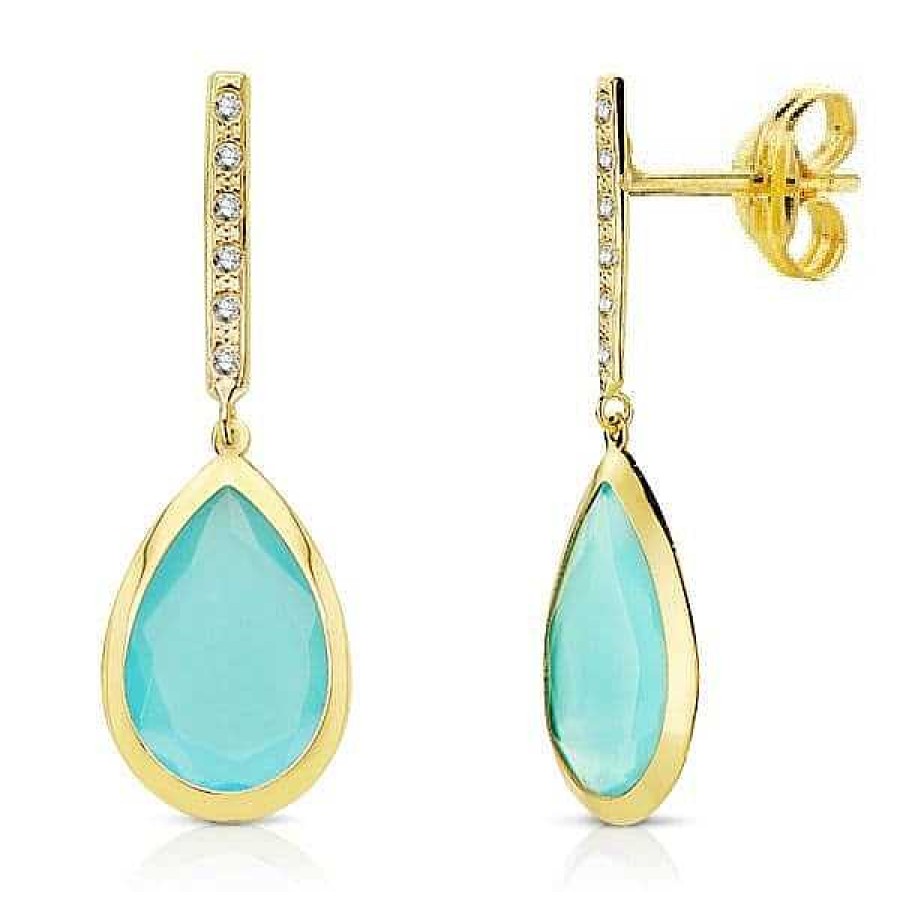 Joyas De Oro Joyeria Pepe Lozano Pendientes Oro Colgante Piedra Azul