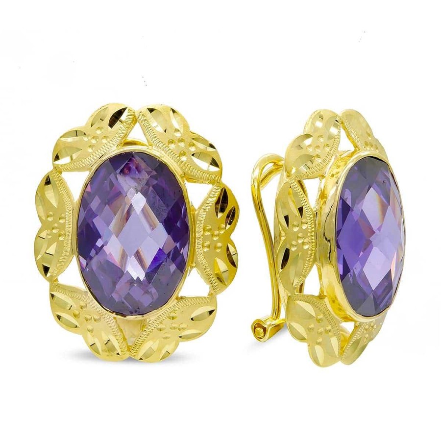 Joyas De Oro Joyeria Pepe Lozano Pendientes Oro Omega Amatista Oval