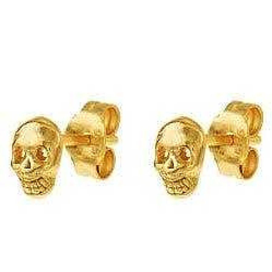 Joyas De Plata Joyeria Pepe Lozano Calavera Chapada Oro Mini Pendientes