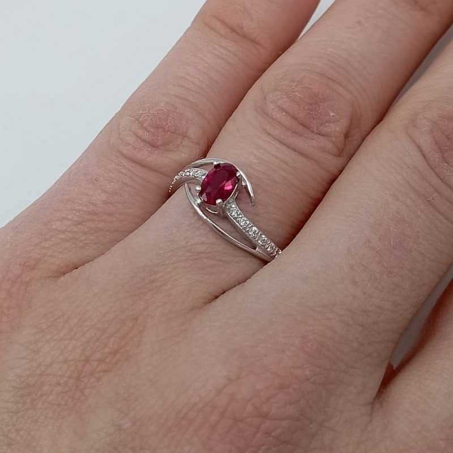 Joyas De Oro Joyeria Pepe Lozano Anillo Oro Blanco 18K Fucsia