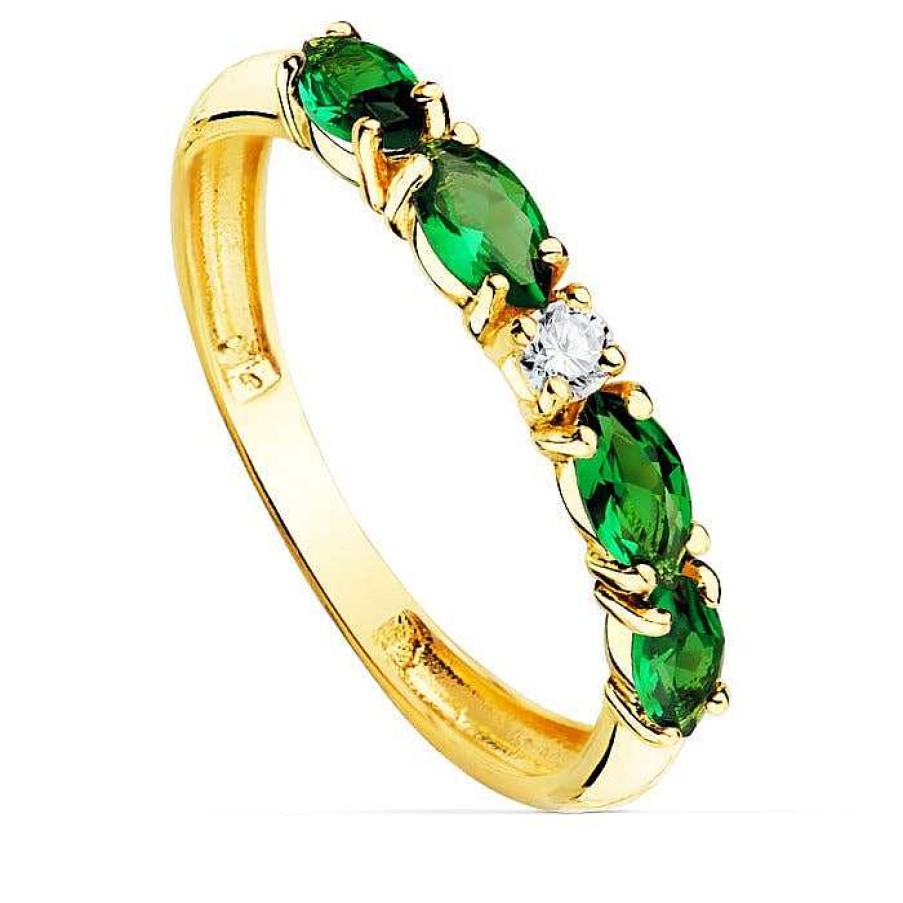 Joyas De Oro Joyeria Pepe Lozano Anillo Oro 18K Circonitas Verde 3Mm