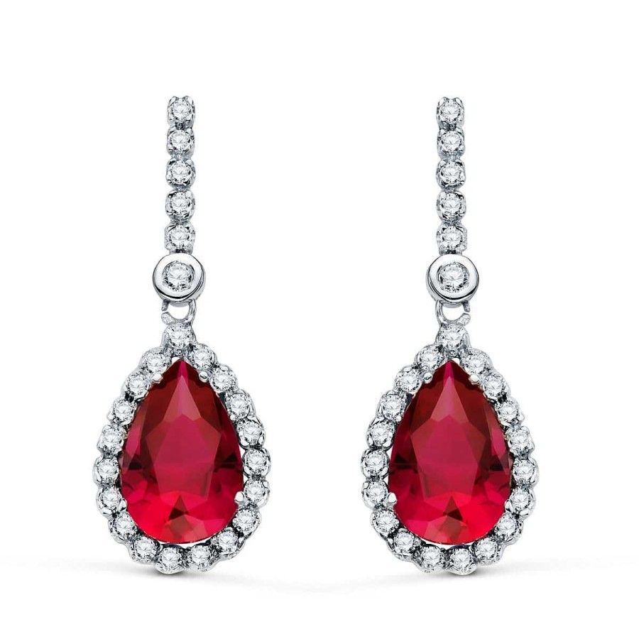 Joyas De Oro Joyeria Pepe Lozano Pendientes Oro Blanco Piedra Roja