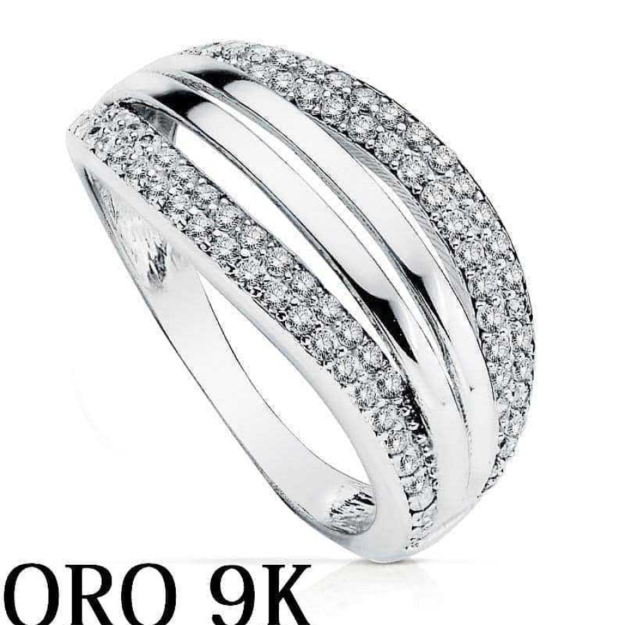 Joyas De Oro Joyeria Pepe Lozano Oro 9K Blanco Anillo Bandas