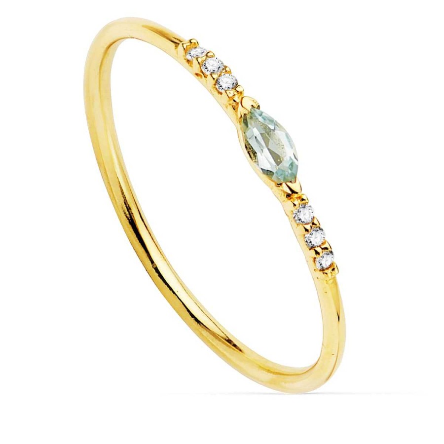 Joyas De Oro Joyeria Pepe Lozano Anillo Oro Fino Aguamarina Diamantes