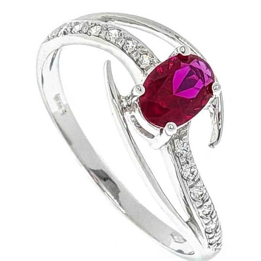 Joyas De Oro Joyeria Pepe Lozano Anillo Oro Blanco 18K Fucsia