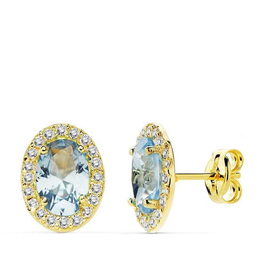 Joyas De Oro Joyeria Pepe Lozano Pendientes Oro Oval Azul