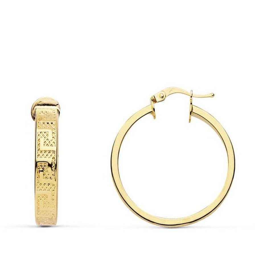 Joyas De Oro Joyeria Pepe Lozano Nuevo Modelo Reforzado Aros Oro Greca 18K 20 Mm