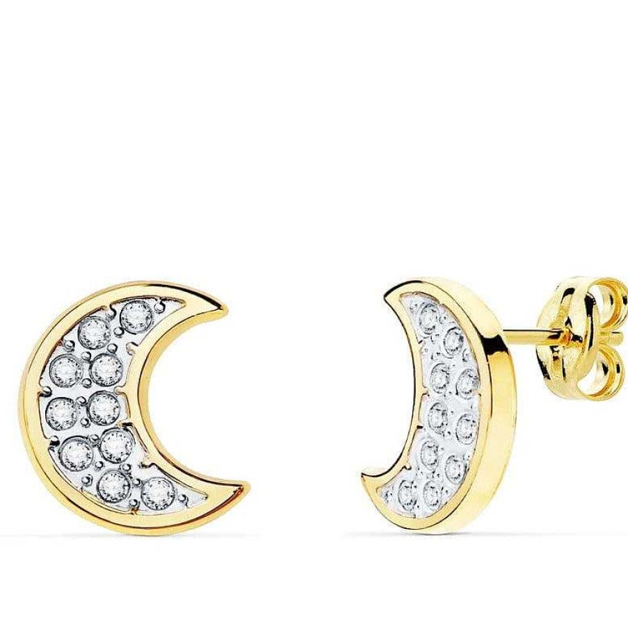 Joyas De Oro Joyeria Pepe Lozano Pendientes Oro Luna Circonitas