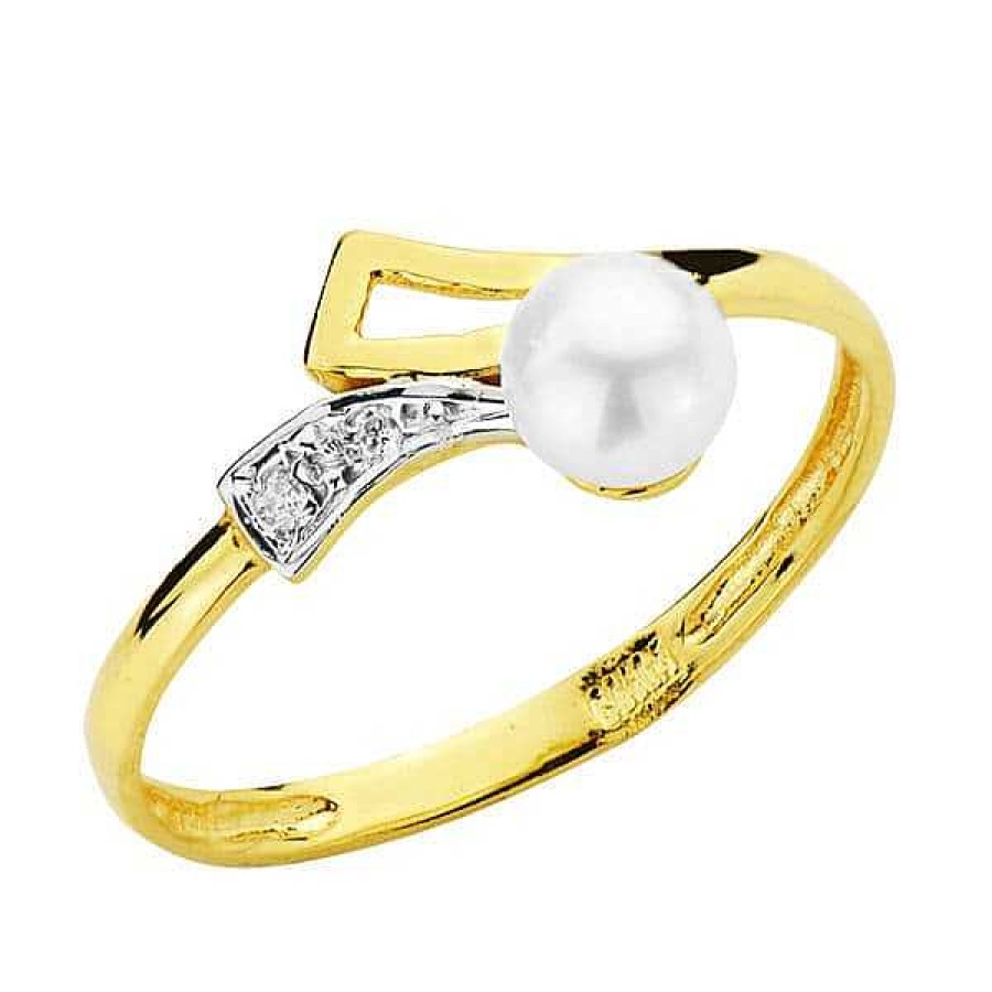 Anillos De Comuni N | Boda Y Comuni N Joyeria Pepe Lozano Anillo Oro Infant Bicolor Circonitas Pearl