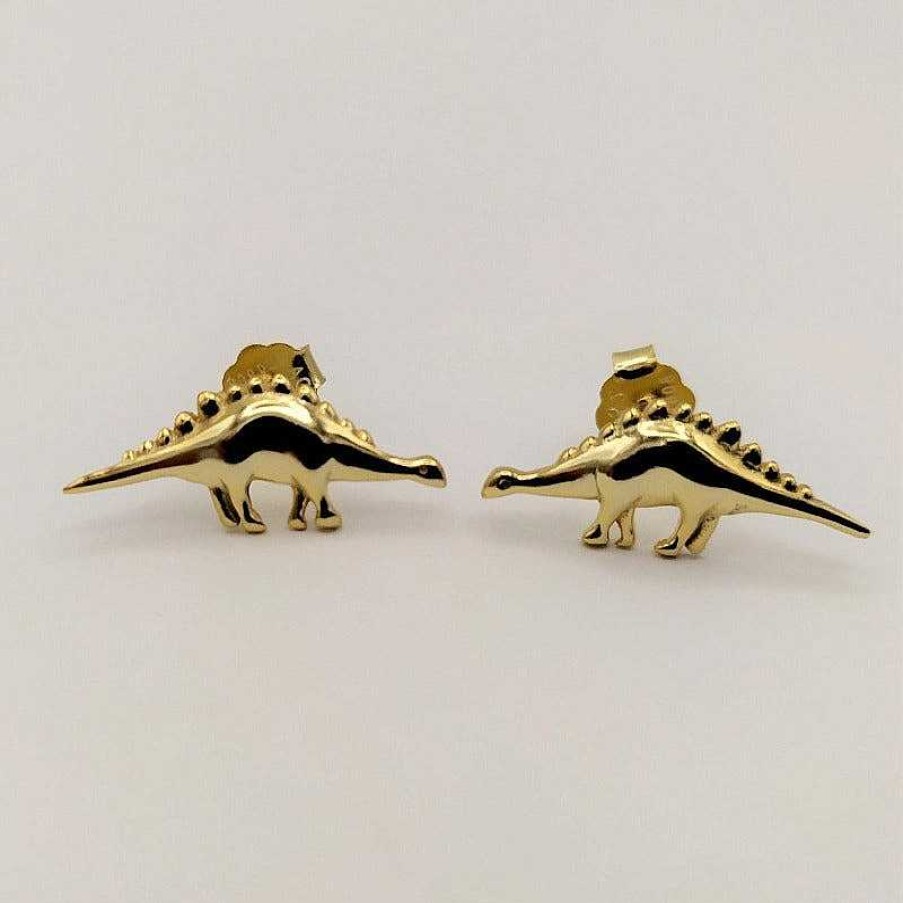 Joyas De Plata Joyeria Pepe Lozano Pendientes Plata Chapada En Oro Dinosaurio