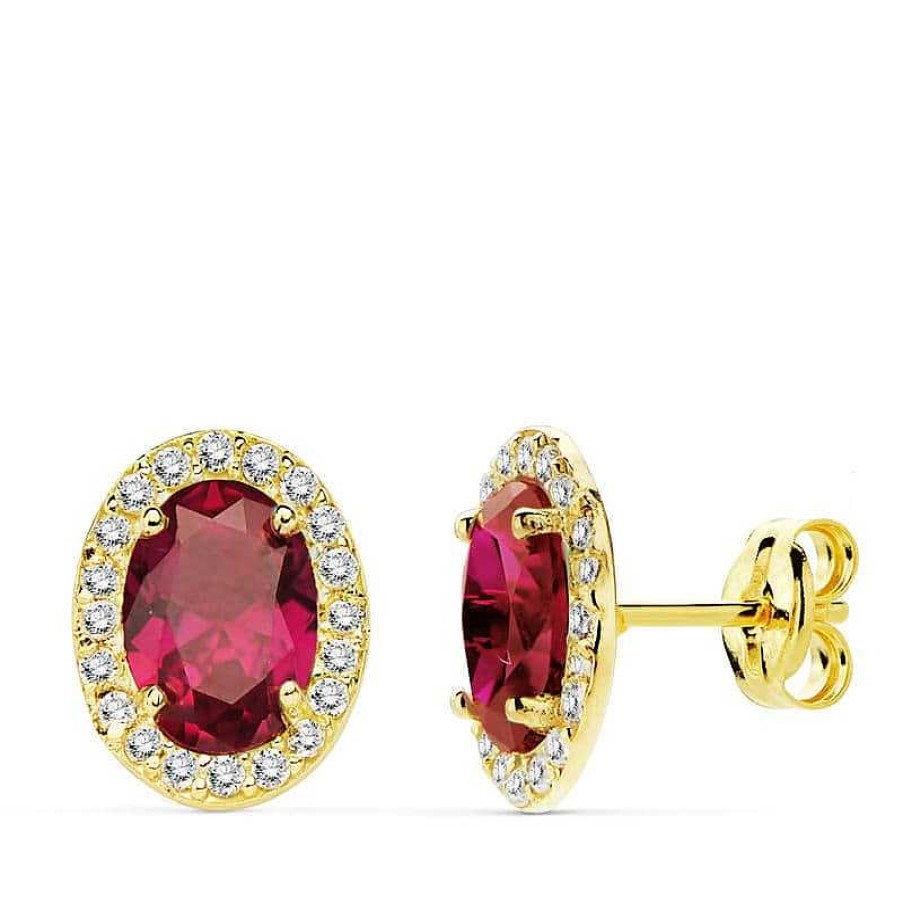 Joyas De Oro Joyeria Pepe Lozano Pendientes Oro Oval Rojo