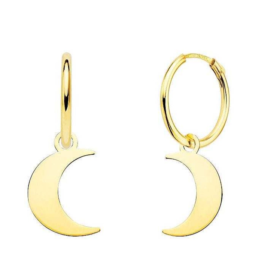 Joyas De Oro Joyeria Pepe Lozano Pendientes Oro 18K Aros Luna 12Mm