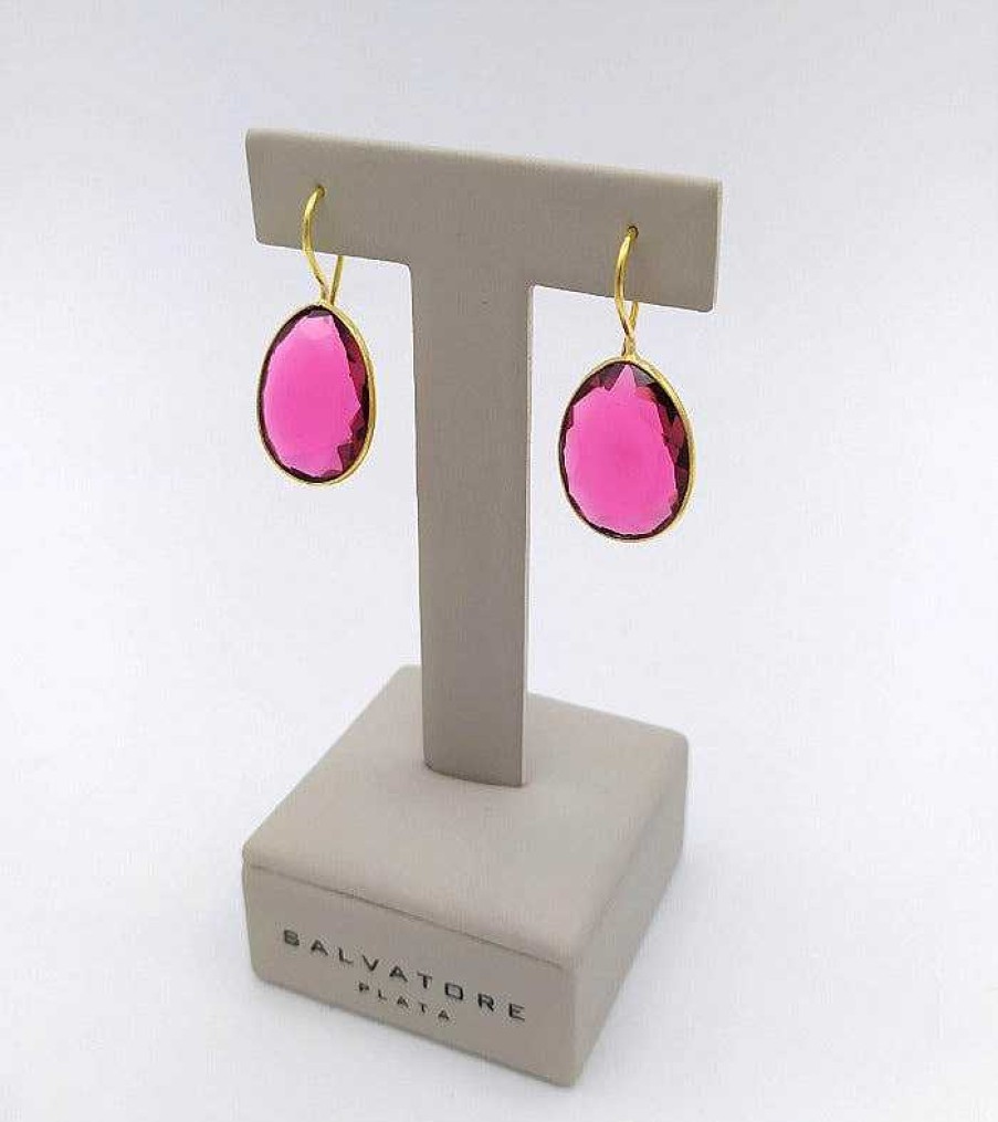 Joyas De Plata Joyeria Pepe Lozano Pendientes Salvatore Plata Piedra Fucsia