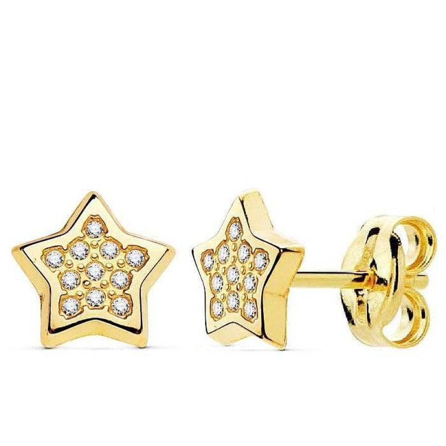 Joyas De Oro Joyeria Pepe Lozano Pendientes Oro 18K Estrella Circonitas