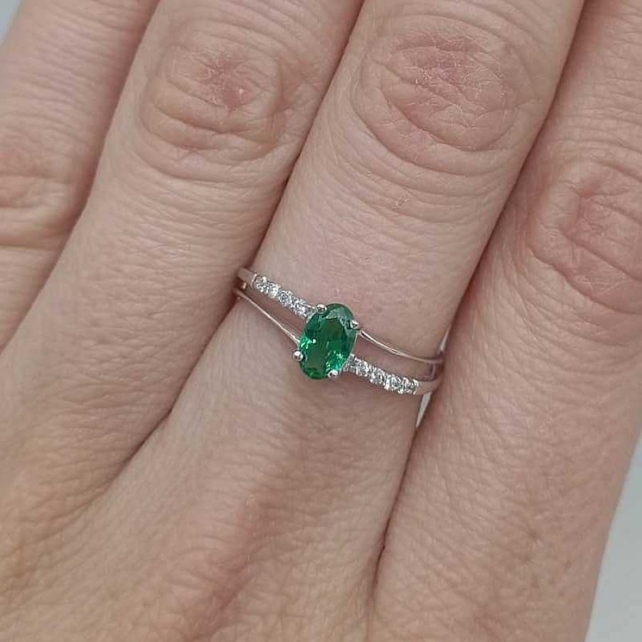 Joyas De Oro Joyeria Pepe Lozano Anillo Oro Blanco 18K Verde