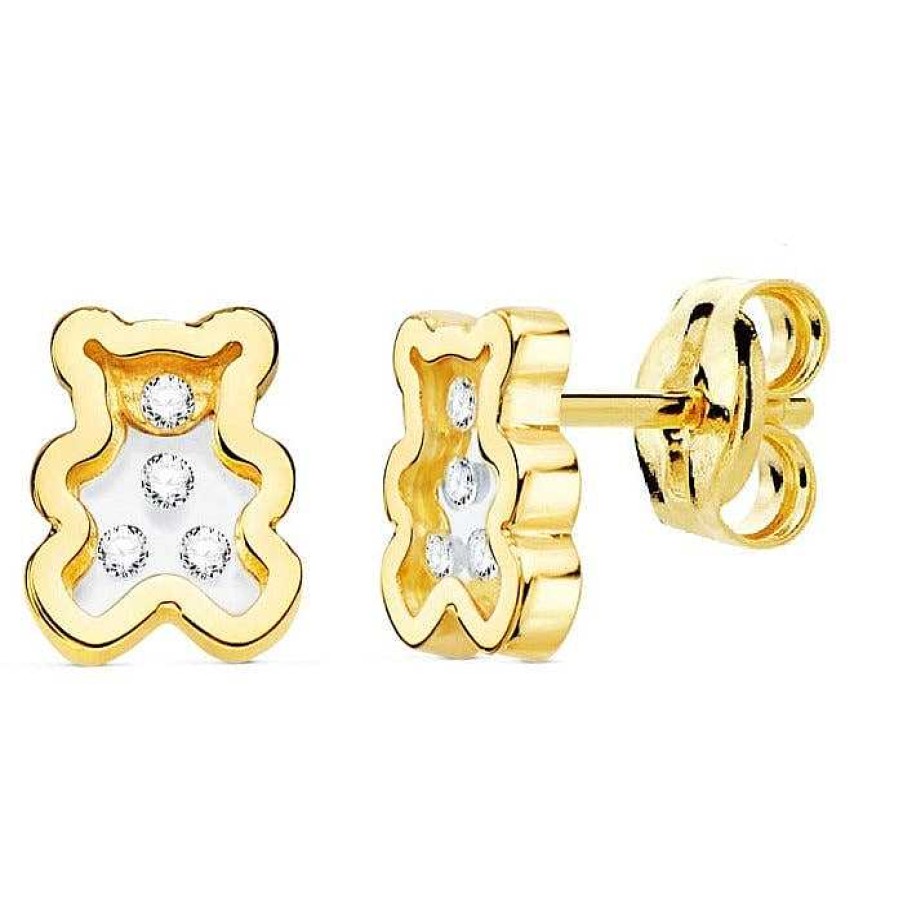 Joyas De Oro Joyeria Pepe Lozano Pendientes Oro 18K Oso Transparente