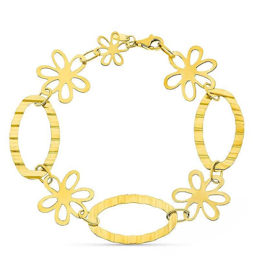 Joyas De Oro Joyeria Pepe Lozano Pulsera De Oro 18K Flores Plana