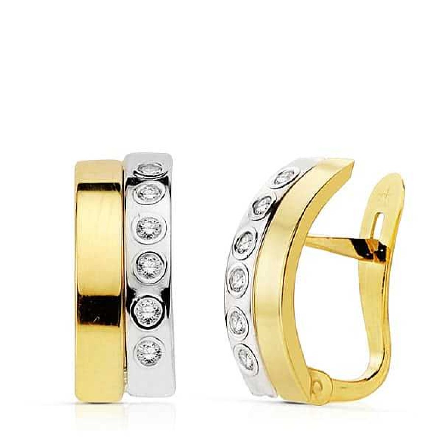 Joyas De Oro Joyeria Pepe Lozano Pendientes Oro Bicolor 18K Bandas