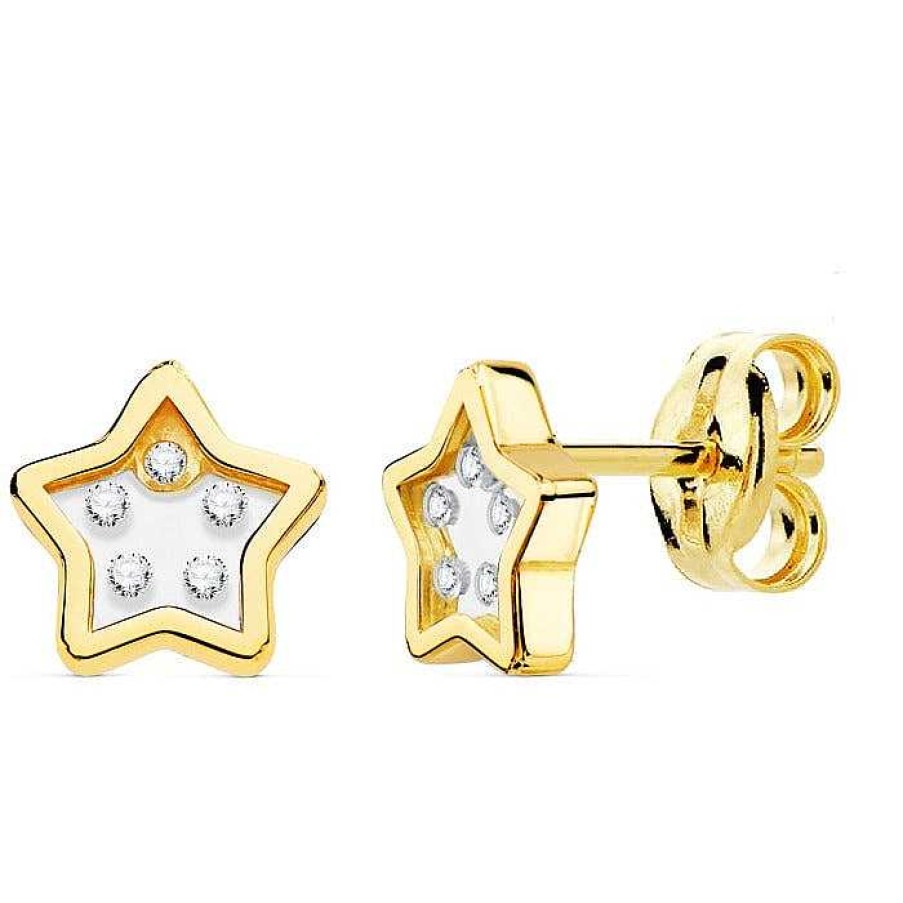 Joyas De Oro Joyeria Pepe Lozano Pendientes Oro 18K Estrella Transparente