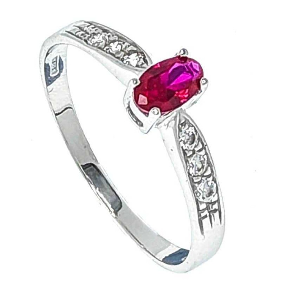 Joyas De Oro Joyeria Pepe Lozano Anillo Oro Blanco Fino Fucsia