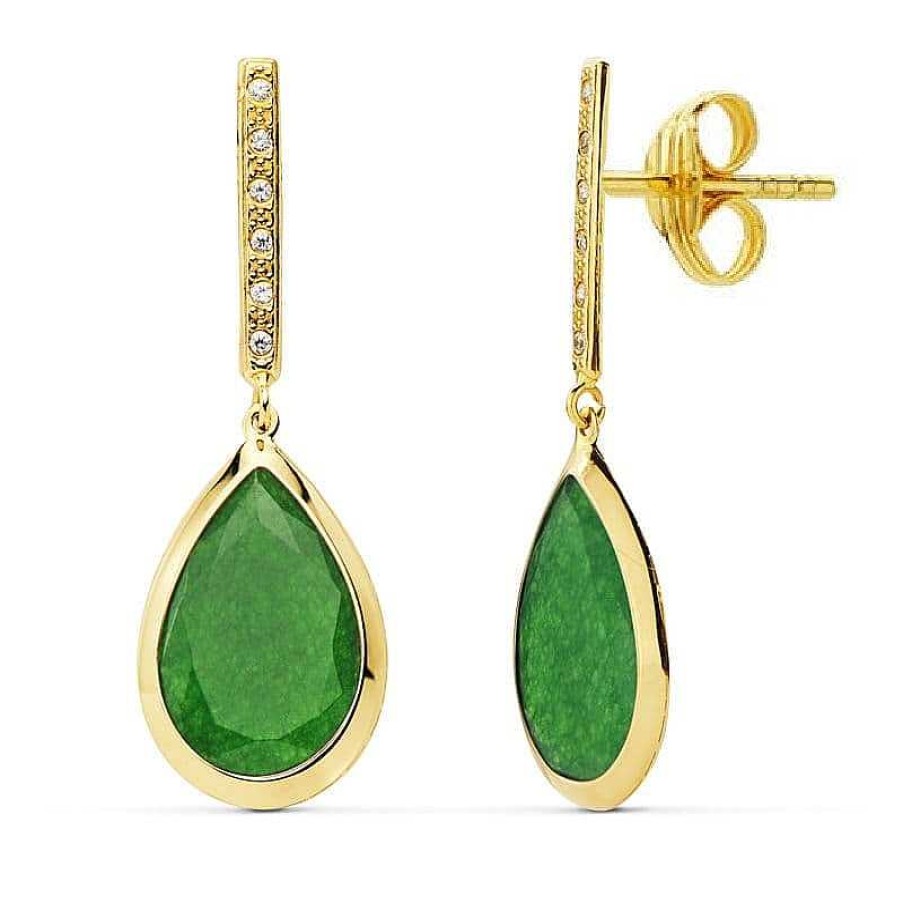 Joyas De Oro Joyeria Pepe Lozano Pendientes Oro 18K Colgante Piedra Verde